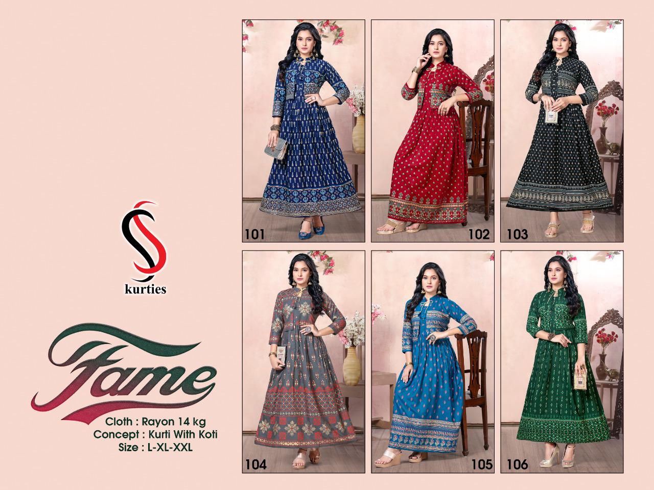 Ss Kurtis Flame Latest Fancy Ethnic Wear Designer  Rayon Printed Kurtis Collection